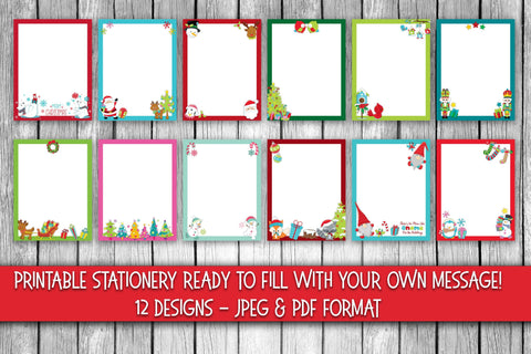 Christmas Stationery - Cute Christmas Digital Paper Sublimation Old Market 
