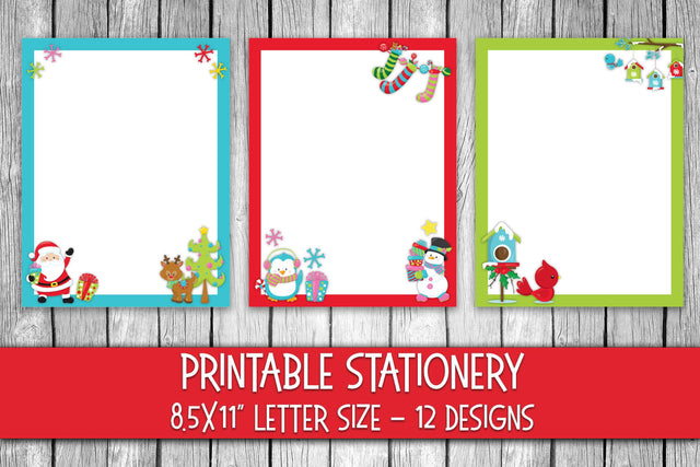Christmas Stationery - Cute Christmas Digital Paper Sublimation Old Market 