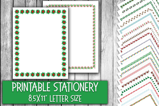 Christmas Stationery Digital Paper - Christmas Letterheads Sublimation Old Market 