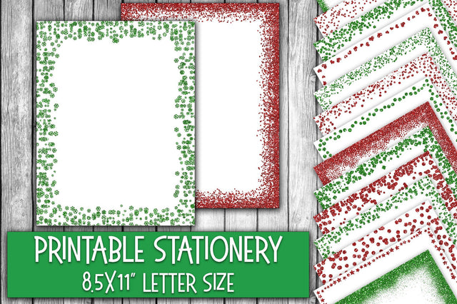 Christmas Stationery - Glitter Borders - Digital Paper Sublimation Old Market 