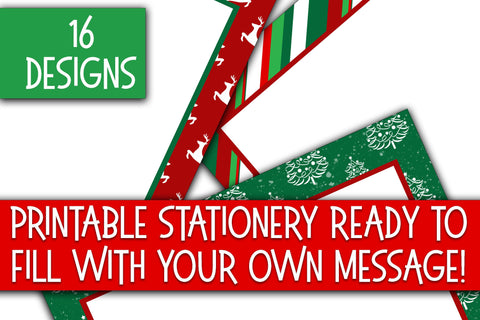 Christmas Stationery - Red and Green Digital Paper Sublimation Old Market 