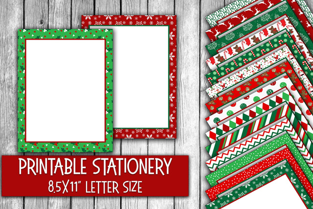 Christmas Stationery - Red and Green Digital Paper Sublimation Old Market 