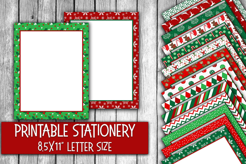 Christmas Stationery - Red and Green Digital Paper Sublimation Old Market 