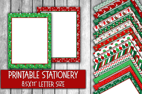 Christmas Stationery - Red and Green Digital Paper Sublimation Old Market 