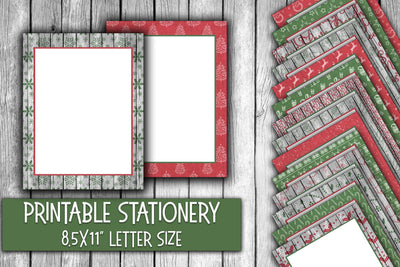 Christmas Stationery - Rustic Christmas Digital Paper Sublimation Old Market 