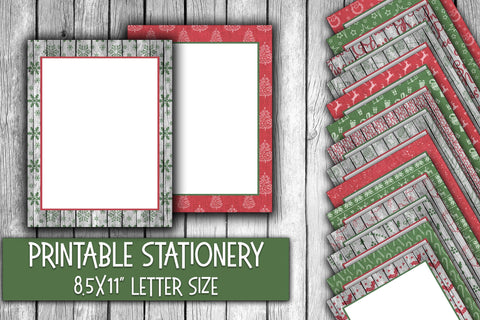Christmas Stationery - Rustic Christmas Digital Paper Sublimation Old Market 
