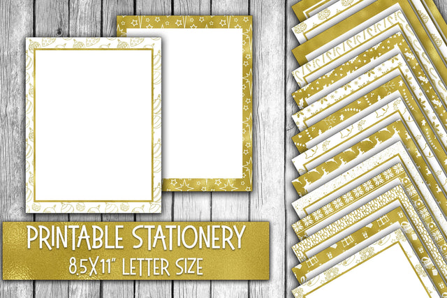 Christmas Stationery - Shiny Gold Foil Digital Paper Sublimation Old Market 