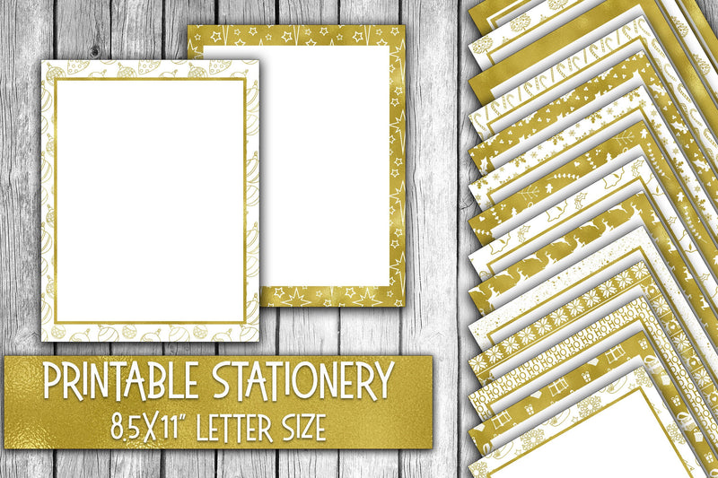 Christmas Stationery - Shiny Gold Foil Digital Paper Sublimation Old Market 