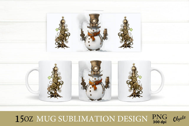 Christmas Steampunk Sublimation. Snowman Mug PNG Sublimation Olga Terlyanskaya 