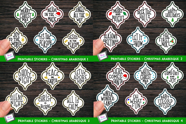 Christmas Sticker Bundle | 24 Printable Arabesque Stickers SVG Stacy's Digital Designs 