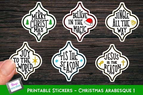 Christmas Sticker Bundle | 24 Printable Arabesque Stickers SVG Stacy's Digital Designs 