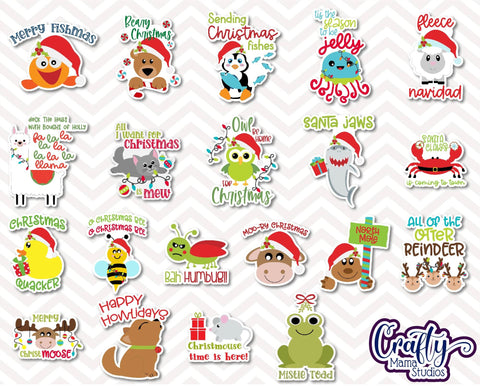 Christmas Sticker Bundle - Animal Stickers Pet Christmas Digital Pattern Crafty Mama Studios 