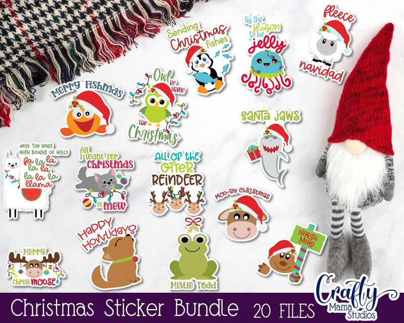 Christmas Sticker Bundle - Animal Stickers Pet Christmas Digital Pattern Crafty Mama Studios 