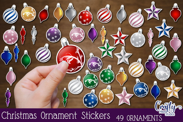 Christmas Sticker Bundle, Christmas Ornament Stickers PNG SVG Crafty Mama Studios 