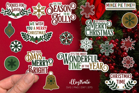 Christmas Sticker Bundle | Christmas Stickers SVG | Christmas Stickers PNG SVG Illuztrate 