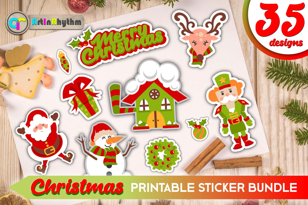 Christmas Sticker Bundle / Printable PNG Clipart - So Fontsy