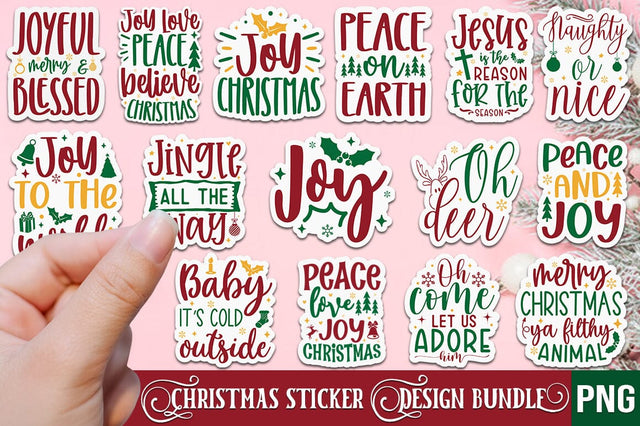 Christmas Sticker Design bundle SVG FiveStarCrafting 
