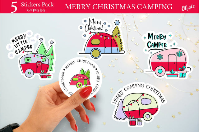 Christmas Sticker Pack PNG. Camping Christmas Stickers PNG SVG Olga Terlyanskaya 