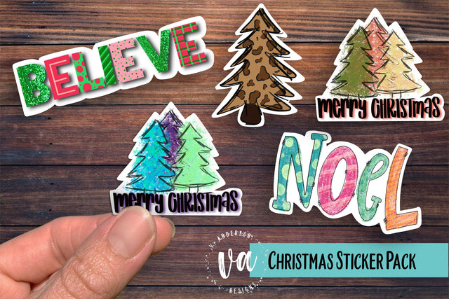 Christmas Sticker Pack PNGs SVG V. Anderson Designs 