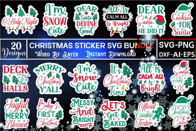 Christmas Sticker SVG Bundle Sticker SVG SVGs,Quotes and Sayings,Food & Drink,On Sale, Print & Cut SVG DesignPlante 503 