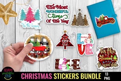 Christmas Stickers Bundle I Holiday Stickers Bundle SVG Happy Printables Club 