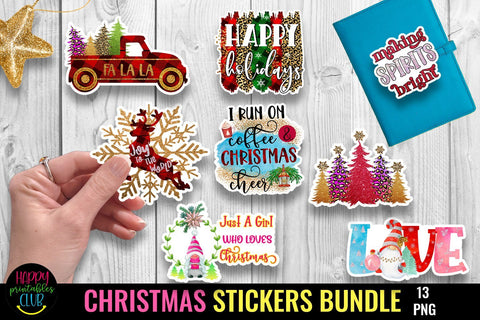 Christmas Stickers Bundle I Holiday Stickers Bundle SVG Happy Printables Club 