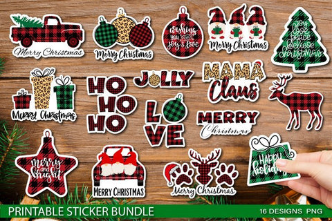 Christmas Stickers Bundle PNG Sublimation TatiStudio 