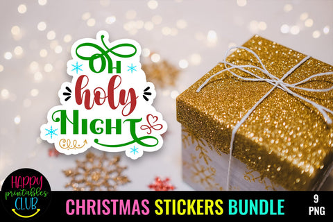 Christmas Stickers Bundle- Printable Christmas Stickers PNG SVG Happy Printables Club 