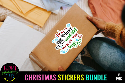 Christmas Stickers Bundle- Printable Christmas Stickers PNG SVG Happy Printables Club 
