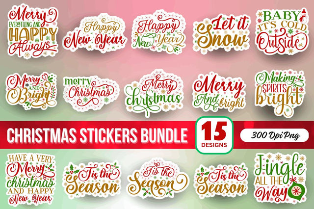 Christmas Stickers Bundle Sublimation Regulrcrative 