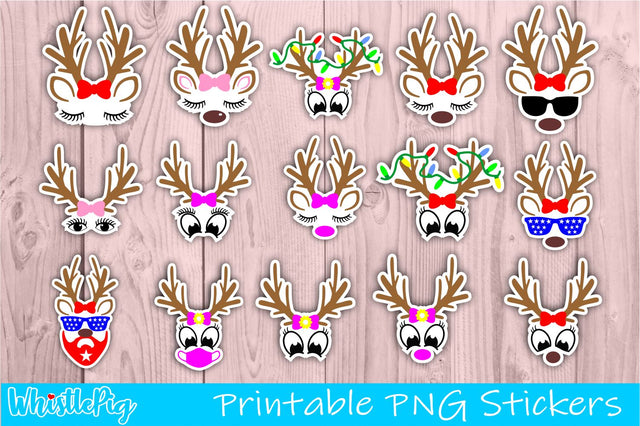 Christmas Stickers Christmas Sticker Bundle Reindeer Sticker Bundle Printable Christmas Stickers Small Business Sticker Bundle Cute Sticker Sublimation Whistlepig Designs 