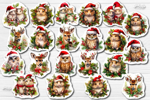 Christmas Stickers png Bundle Animal Stickers Printable SVG Createya Design 