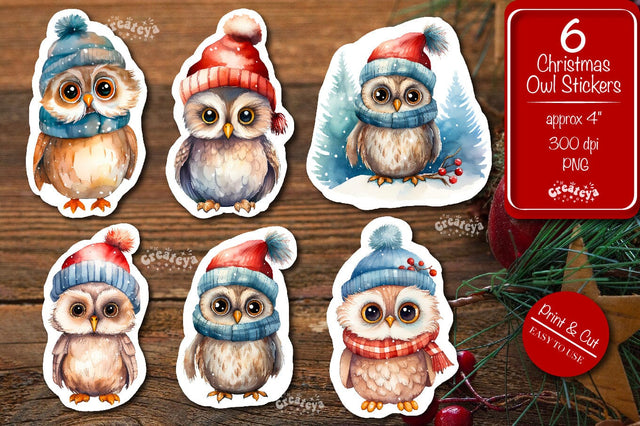 Christmas Stickers png Bundle Owl Printable Stickers SVG Createya Design 
