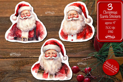 Christmas Stickers png Bundle Santa Printable Stickers SVG Createya Design 