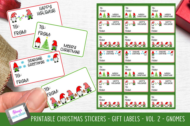 Christmas Stickers - Print and Cut Gift Tags Vol 2 - Gnomes SVG Stacy's Digital Designs 