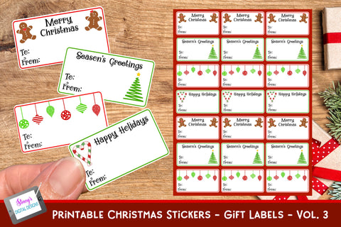 Christmas Stickers - Print and Cut Gift Tags - Volume 3 SVG Stacy's Digital Designs 