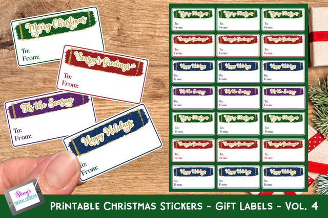 Christmas Stickers - Print and Cut Gift Tags - Volume 4 SVG Stacy's Digital Designs 