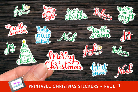 Christmas Stickers - Print and Cut Stickers SVG Stacy's Digital Designs 