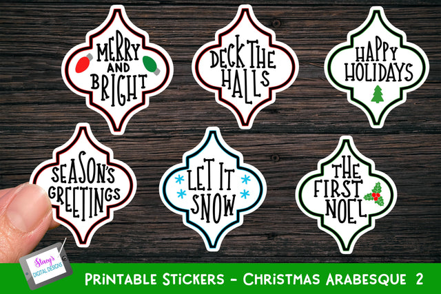 Christmas Stickers | Printable Arabesque Stickers Vol. 2 SVG Stacy's Digital Designs 