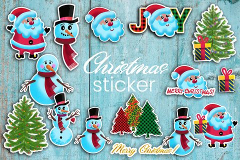 Christmas stickers printable bundle Sublimation Svetana Studio 
