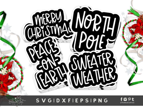 Christmas stickers SVG bundle | Christmas Cut Files SVG TheBlackCatPrints 