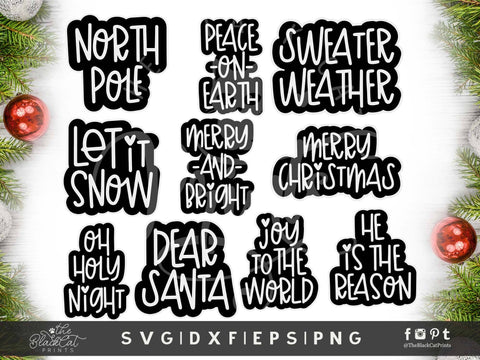 Christmas stickers SVG bundle | Christmas Cut Files SVG TheBlackCatPrints 