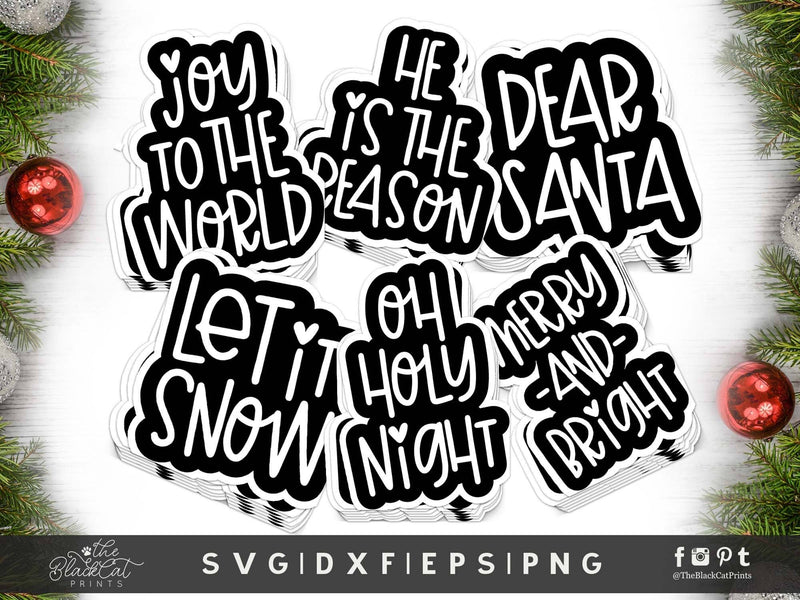 Christmas stickers SVG bundle | Christmas Cut Files SVG TheBlackCatPrints 