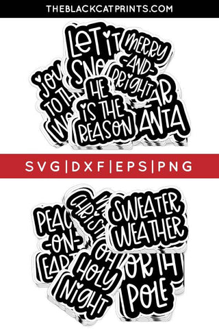 Christmas stickers SVG bundle | Christmas Cut Files SVG TheBlackCatPrints 