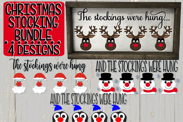 Christmas Stocking Hanger Bundle - 4 Designs - SVG PNG EPS DXF SVG On the Beach Boutique