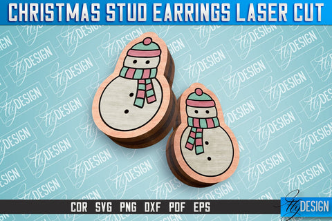 Christmas Stud Earrings Laser Cut SVG | Accessories Laser Cut SVG Design | CNC Files SVG Fly Design 