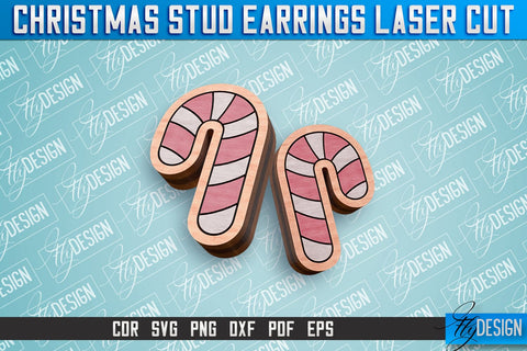 Christmas Stud Earrings Laser Cut SVG | Accessories Laser Cut SVG Design | CNC Files SVG Fly Design 