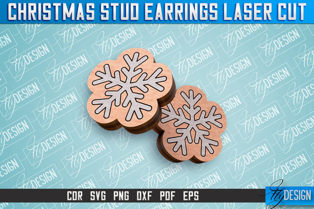 Christmas Stud Earrings Laser Cut SVG | Accessories Laser Cut SVG Design | CNC Files SVG Fly Design 