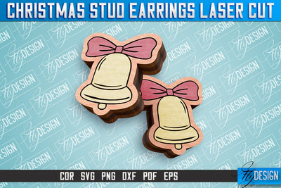 Christmas Stud Earrings Laser Cut SVG | Accessories Laser Cut SVG Design | CNC Files SVG Fly Design 
