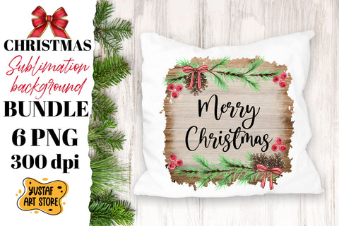 Christmas sublimation background bundle. 6 wood background Sublimation Yustaf Art Store 